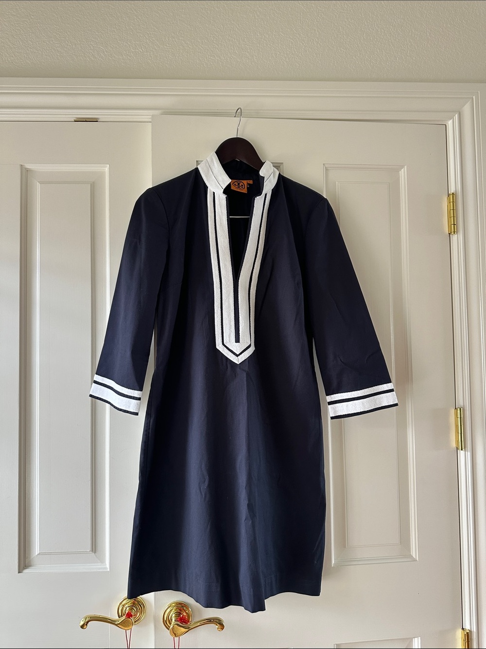 Tory Burch Navy Tunic Dress with White Contrast Trim size 6 - Picture 1 of 6